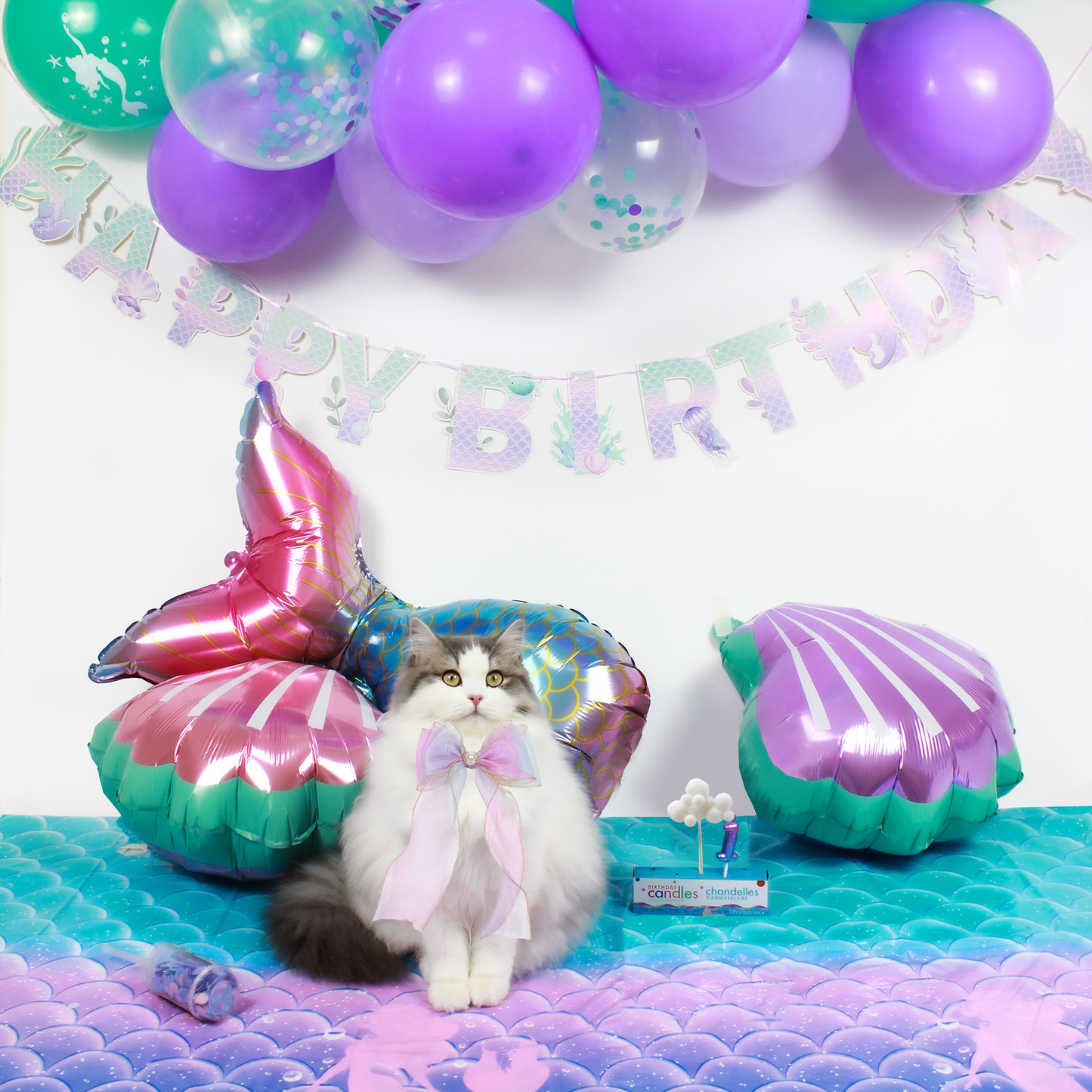 Mermaid Purple Fantasy - Cat and Dog Birthday Party Kit