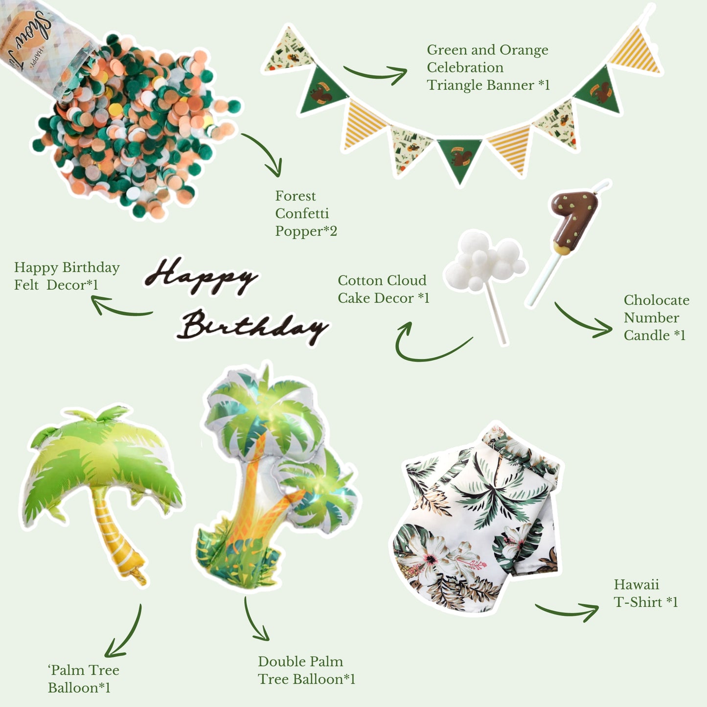 Hawaii Themed- Cat and Dog Birthday Party Kit