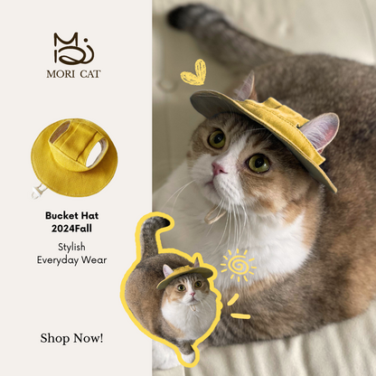 Japanese Style Sunny Paws Denim Bucket Hat for Pets