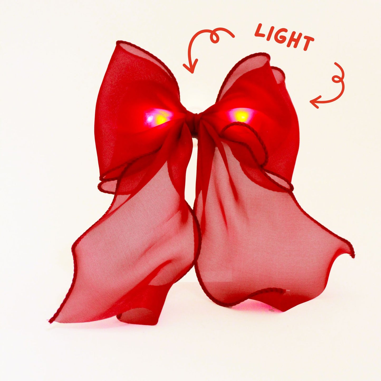 Handmade Red Silk Chiffon Charm with Two Pressed ON/OFF Lights for Cats (Collar + Charm)