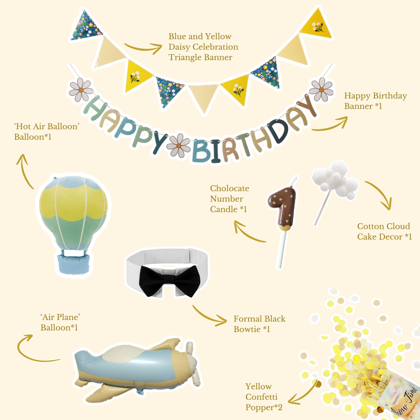 Pilot Yellow Adventure - Cat and Dog Birthday Party Kit