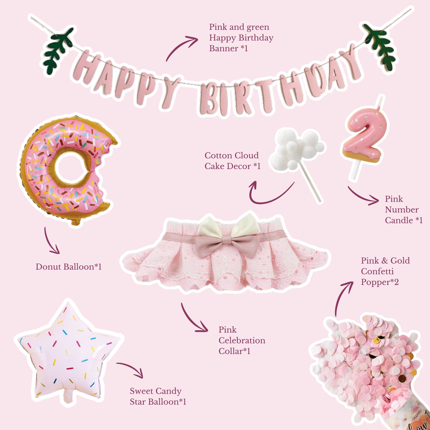 Pink Candy Bliss - Cat and Dog Birthday Party Kit