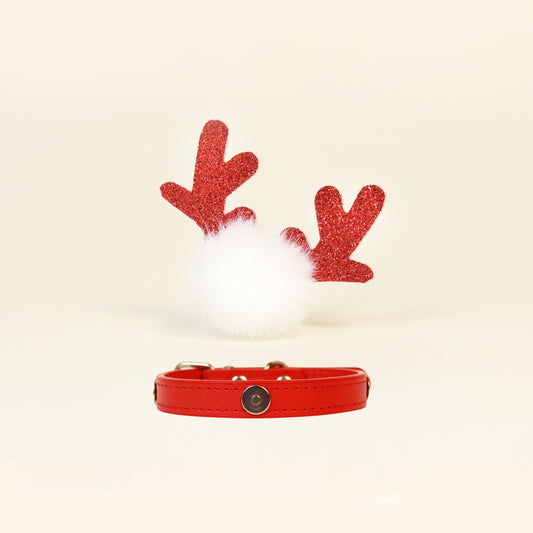 Handmade Fluffy Little Reindeer Lighting for Cats and Dogs (Collar + Charm)