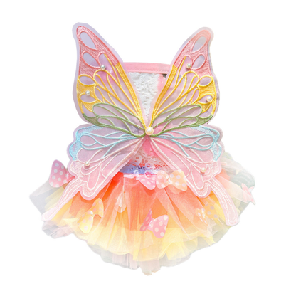 Rainbow Butterfly for Pets – Adjustable Tulle Skirt with Pearl Accents