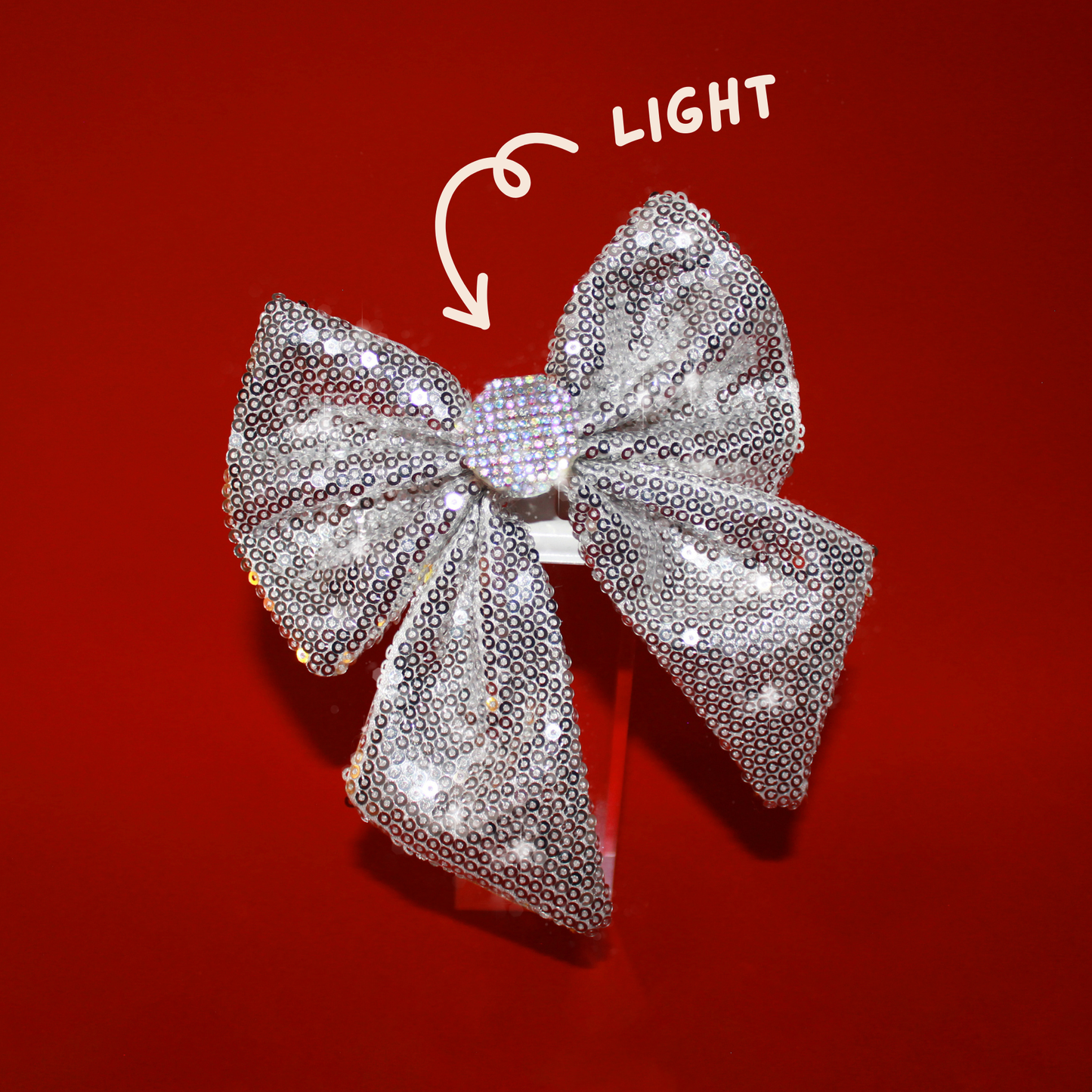 Handmade Silver Sequins lighting bow for Cats and Dogs (Collar + Charm)