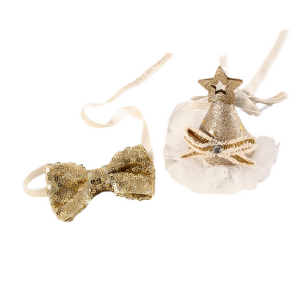 Glamour Sequins Bow Tie & Hat Set for Pets