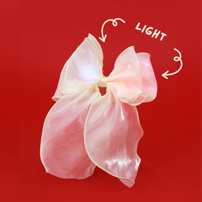 Handmade Creamy Silk Chiffon Charm with Two Pressed ON/OFF Lights for Cats and Dogs (Collar + Charm)