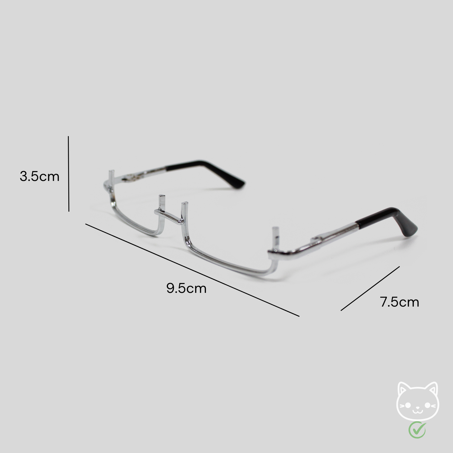 Elegant Silver Half-Frame Sunglasses for Cats