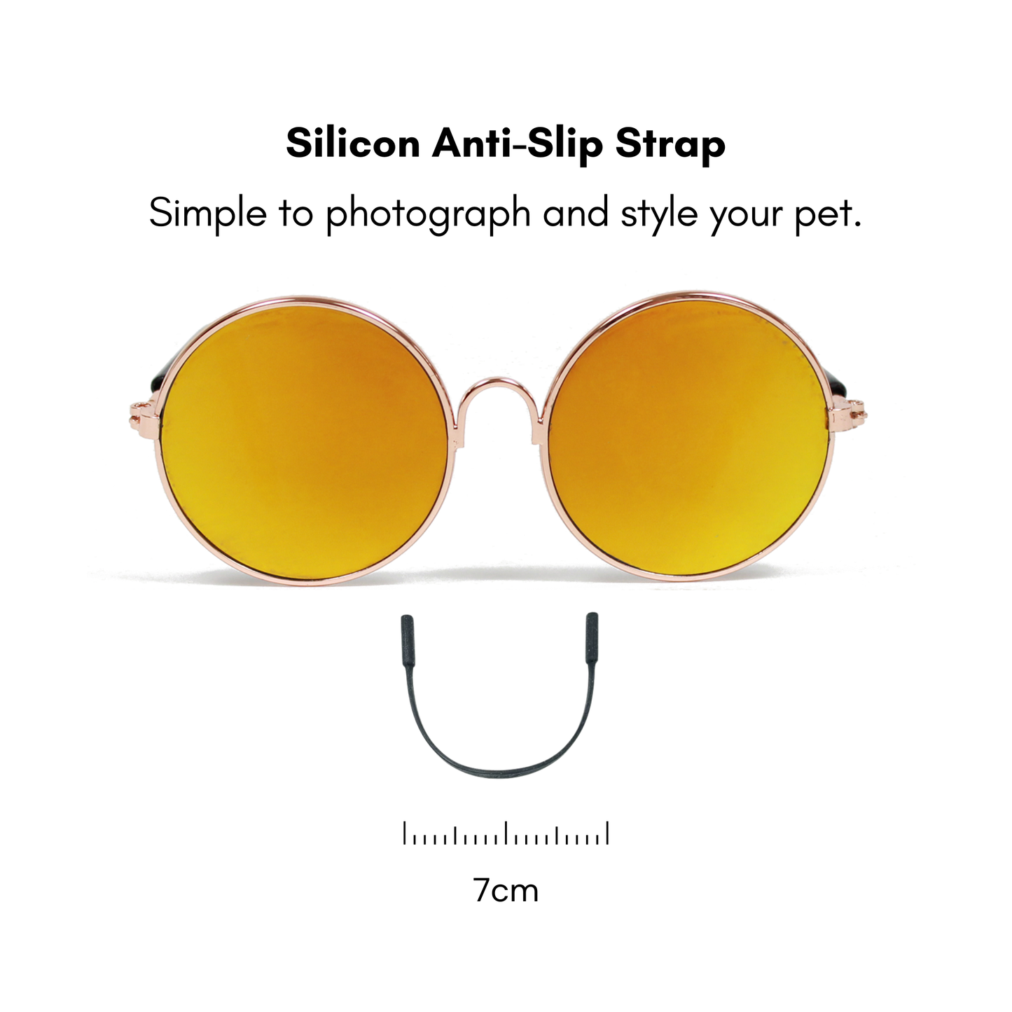 Gold Frame Yellow Round Solid Mirror Sunglasses for Pets