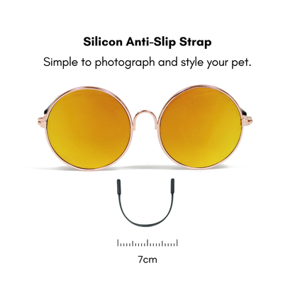 Gold Frame Yellow Round Solid Mirror Sunglasses for Pets