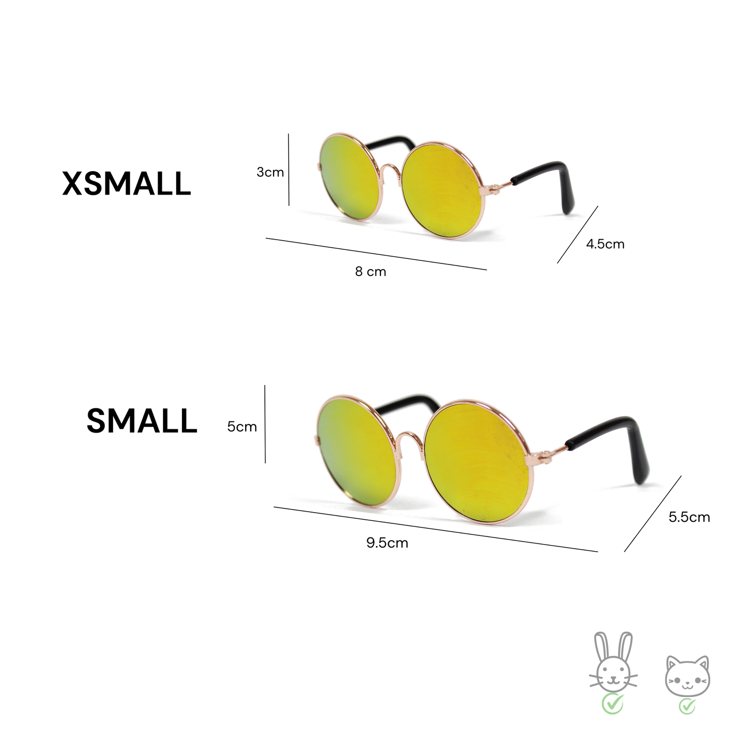 Gold Frame Yellow Round Solid Mirror Sunglasses for Pets